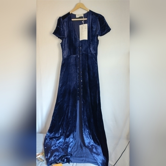 90"s Huzhou Blue Velvet Japanese Maxi Dress Fairycore Grunge 90s Y2K Medium - Picture 14 of 14